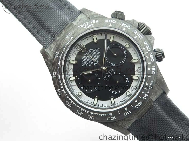 0601 Daytona DIW Carbon OMF Best Edition Black White Dial on Black Nylon Strap A OnTrend 2843